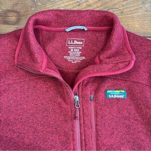 LL Bean Men’s Sweater Fleece Full Zip Jacket Red Slightly Fitted Medium